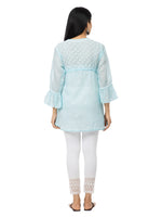 Load image into Gallery viewer, Seva Chikan Hand Embroidered Sky Blue Cotton Lucknowi Chikan Top-SCL2197