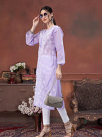 Load image into Gallery viewer, Seva Chikan Hand Embroidered Terivoil Cotton Lucknowi Chikan Kurti