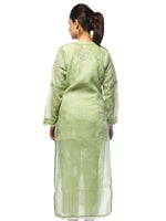 Load image into Gallery viewer, Seva Chikan Hand Embroidered Green Cotton Lucknowi Chikan Kurta-SCL0656