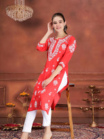 Load image into Gallery viewer, Seva Chikan Hand Embroidered Terivoil Cotton Lucknowi Chikankari Kurta