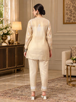 Load image into Gallery viewer, Seva Chikan Hand Embroidered Beige Tissue Lucknowi Chikankari Cord- Set SEV7000