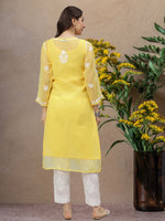 Load image into Gallery viewer, Seva Chikan Hand Embroidered Georgette Lucknowi Chikankari Kurta With Slip