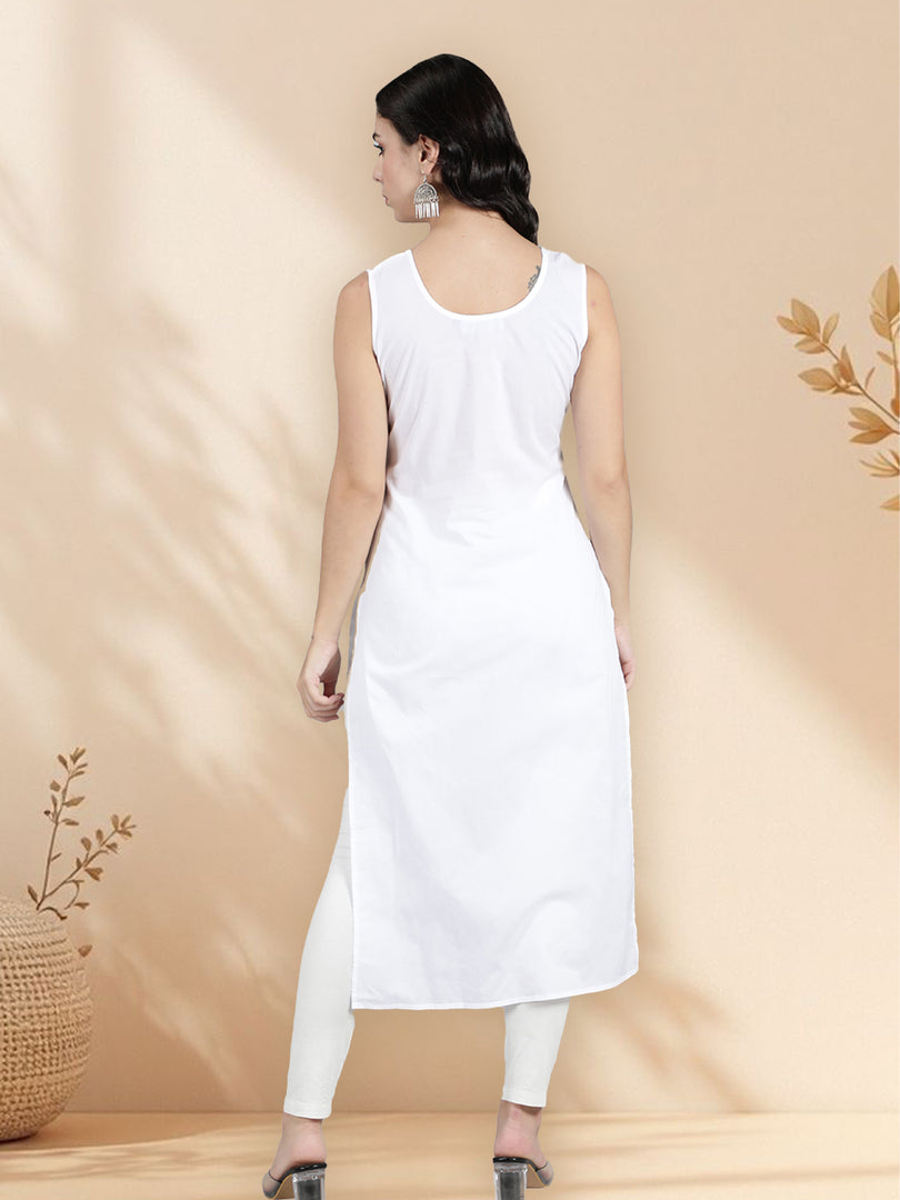 Seva Chikan Long Slips Combo of White (Pack of 2)