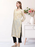Load image into Gallery viewer, Seva Chikan Hand Embroidered Chanderi Lucknowi Chikankari Kurta