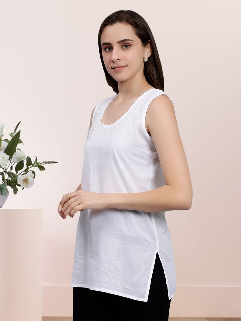 Seva Chikan Short Slips Combo of White (Pack of 2)