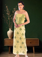 Load image into Gallery viewer, Seva Chikan Hand Embroidered Light Green Kota Lucknowi Chikankari Unstitched Kurti Piece SCL1106
