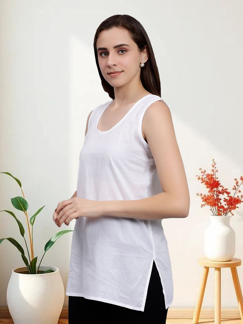 Seva Chikan Short Slips Combo of White (Pack of 2)