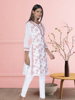 Load image into Gallery viewer, Seva Chikan Hand Embroidered White Cotton Lucknowi Chikan Kurti SCL1044

