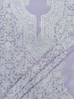 Load image into Gallery viewer, Seva Chikan Hand Embroidered Mauve Georgette Lucknowi Chikankari Unstitched Suit Piece-SCL13136
