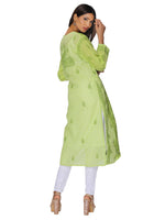 Load image into Gallery viewer, Seva Chikan Hand Embroidered Green Cotton Lucknowi Chikan Kurta-SCL0920