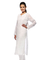 Load image into Gallery viewer, Seva Chikan Hand Embroidered White Cotton Lucknowi Chikan Kurta-SCL0632