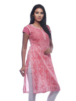 Load image into Gallery viewer, Seva Chikan Hand Embroidered Pink Cotton Lucknowi Chikan Kurti-SCL0308