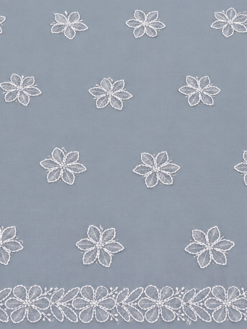 Seva Chikan Hand Embroidered Grey Cotton Lucknowi Chikankari Unstitched Suit Piece-SEV15049