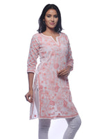 Load image into Gallery viewer, Seva Chikan Hand Embroidered White Cotton Lucknowi Chikan Kurti-SCL0205