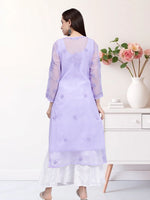 Load image into Gallery viewer, Seva Chikan Hand Embroidered Georgette Lucknowi Chikankari Kurta With Slip