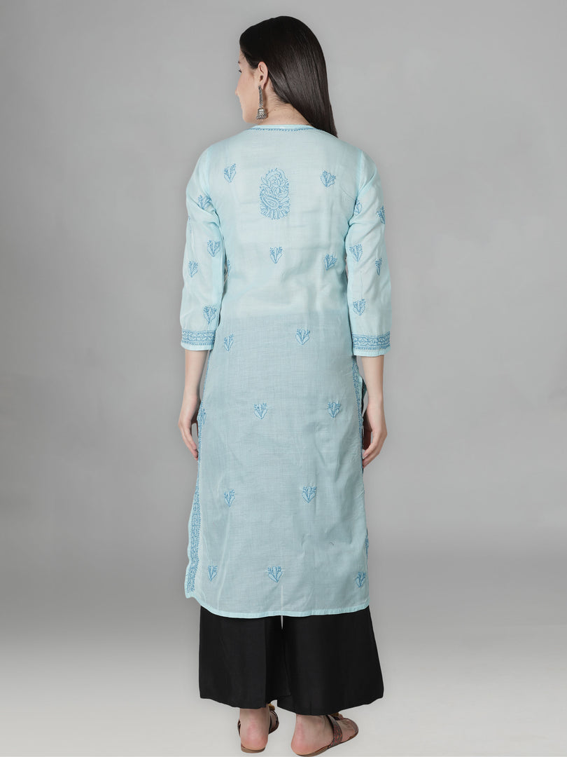 Seva Chikan Hand Embroidered Cotton Lucknowi Chikan Kurta