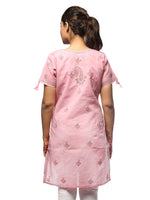 Load image into Gallery viewer, Seva Chikan Hand Embroidered Pink Cotton Lucknowi Chikan Kurta-SCL0658