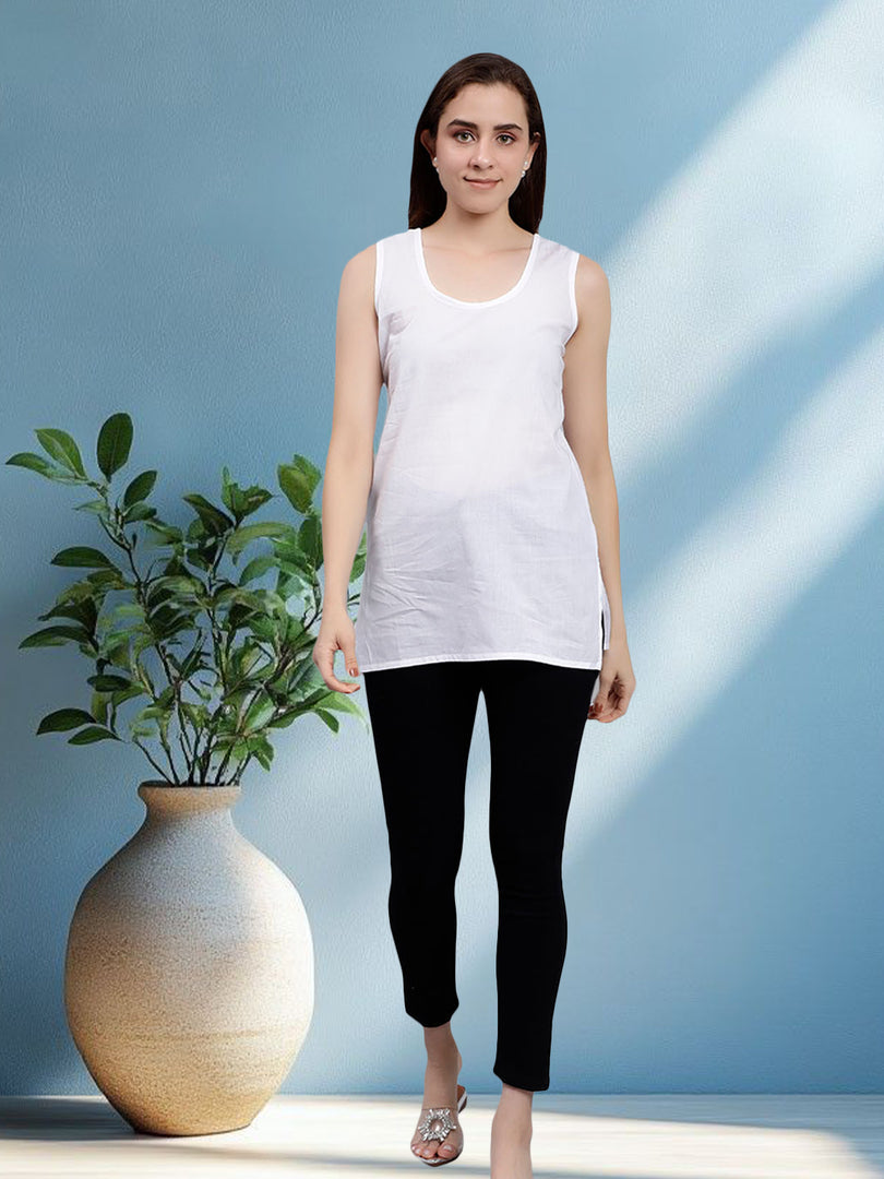 Seva Chikan Short Slips Combo of White (Pack of 2)