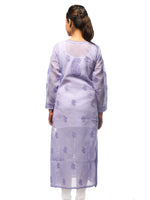Load image into Gallery viewer, Seva Chikan Hand Embroidered Purple Cotton Lucknowi Chikan Kurta-SCL0664