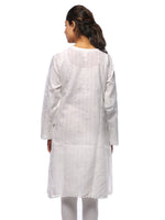Load image into Gallery viewer, Seva Chikan Hand Embroidered White Cotton Lucknowi Chikan Kurta-SCL0674
