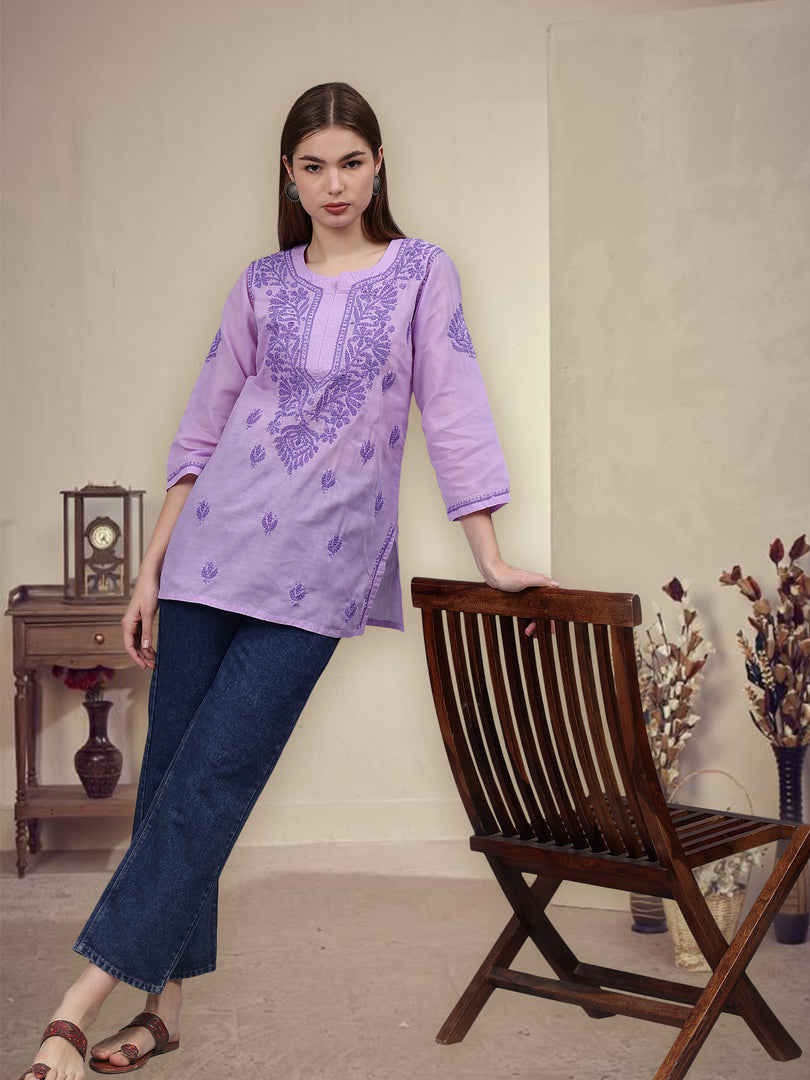 Seva Chikan Hand Embroidered Cotton Lucknowi Chikan Top