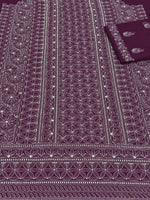 Load image into Gallery viewer, Seva Chikan Hand Embroidered Wine Georgette Lucknowi Chikankari Unstitched Suit Piece-SEV15058