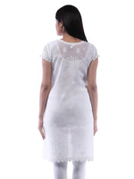 Load image into Gallery viewer, Seva Chikan Hand Embroidered White Cotton Lucknowi Chikan Kurti With Sequin Work-SCL0312