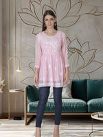 Load image into Gallery viewer, Seva Chikan Hand Embroidered Georgette Lucknowi Chikan Top