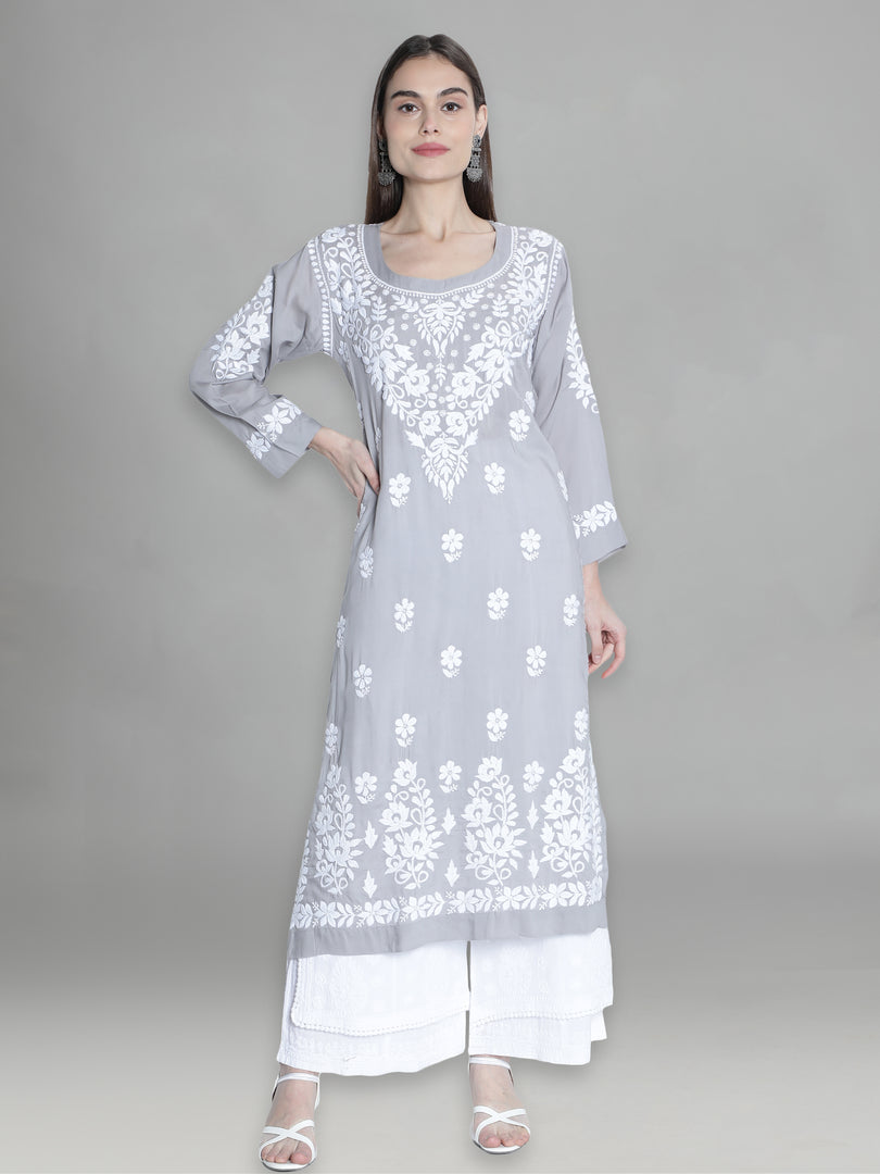 Seva Chikan Hand Embroidered Modal Cotton Lucknowi Chikankari Kurta