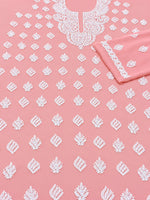 Load image into Gallery viewer, Seva Chikan Hand Embroidered Peach Georgette Lucknowi Chikankari Unstitched Suit Piece-SEV15048