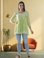 Load image into Gallery viewer, Seva Chikan Hand Embroidered Georgette Lucknowi Chikan Top

