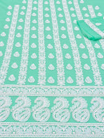 Load image into Gallery viewer, Seva Chikan Hand Embroidered Sea Green Georgette Lucknowi Chikankari Unstitched Suit Piece-SEV15042