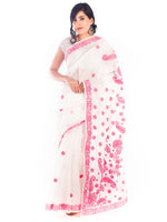 Load image into Gallery viewer, Seva Chikan Hand Embroidered White Kota Lucknowi Saree-SCL1197
