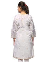 Load image into Gallery viewer, Seva Chikan Hand Embroidered Cream Cotton Lucknowi Chikan Kurta-SCL0667