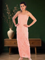 Load image into Gallery viewer, Seva Chikan Hand Embroidered Peach Chanderi Lucknowi Chikankari Unstitched Kurti Piece SCL1112
