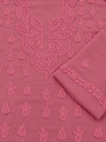 Load image into Gallery viewer, Seva Chikan Hand Embroidered Carrot Pink Georgette Lucknowi Chikankari Unstitched Suit Piece-SEV15033