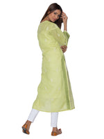 Load image into Gallery viewer, Seva Chikan Hand Embroidered Green Cotton Lucknowi Chikan Kurta-SCL0899