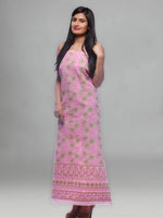 Load image into Gallery viewer, Seva Chikan Hand Embroidered Pink Cotton Lucknowi Chikan Unstitched Kurti Piece-SCL0098