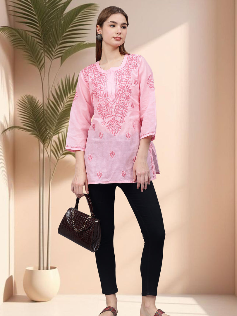 Seva Chikan Hand Embroidered Cotton Lucknowi Chikan Top