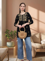 Load image into Gallery viewer, Seva Chikan Hand Embroidered Cotton Lucknowi Chikan Top
