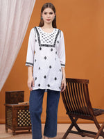 Load image into Gallery viewer, Seva Chikan Hand Embroidered Cotton Lucknowi Chikankari Top