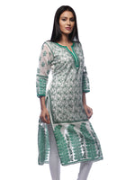 Load image into Gallery viewer, Seva Chikan Hand Embroidered White Chanderi Silk Lucknowi Chikan Kurti-SCL0250