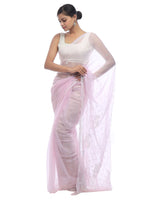 Load image into Gallery viewer, Seva Chikan Hand Embroidered Pink Georgette Lucknowi Saree-SCL2456
