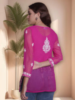 Load image into Gallery viewer, Seva Chikan Hand Embroidered Georgette Lucknowi Chikankari Top
