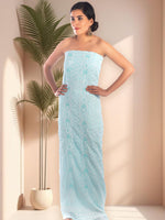 Load image into Gallery viewer, Seva Chikan Hand Embroidered Sky Blue Georgette Lucknowi Chikankari Unstitched Kurti Piece SCL1134
