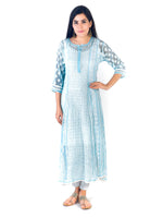 Load image into Gallery viewer, Seva Chikan Hand Embroidered Sky Blue Georgette Lucknowi Chikankari Anarkali-SCL1327