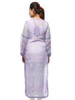 Load image into Gallery viewer, Seva Chikan Hand Embroidered Mauve Cotton Lucknowi Chikan Kurta-SCL0638