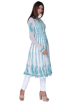 Load image into Gallery viewer, Seva Chikan Hand Embroidered White Georgette Lucknowi Chikankari Anarkali-SCL0992
