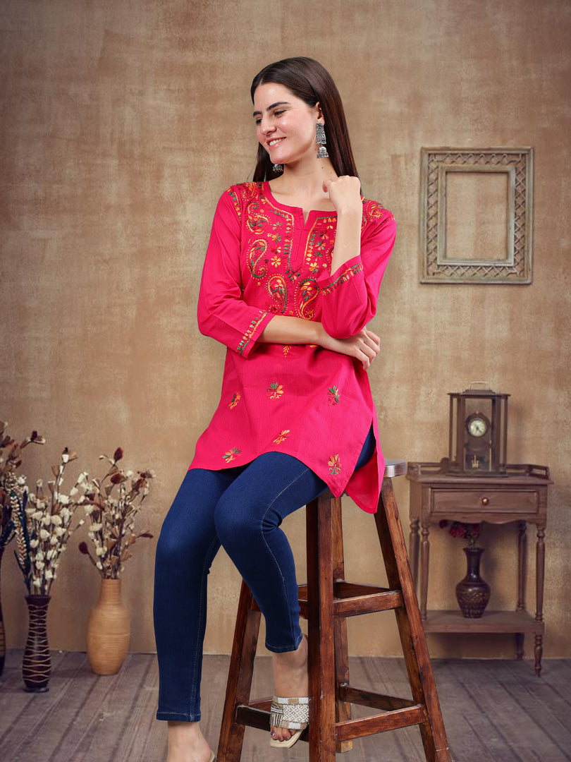 Seva Chikan Hand Embroidered Cotton Lucknowi Chikankari Top