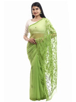 Load image into Gallery viewer, Seva Chikan Hand Embroidered Green Georgette Lucknowi Saree-SCL1994
